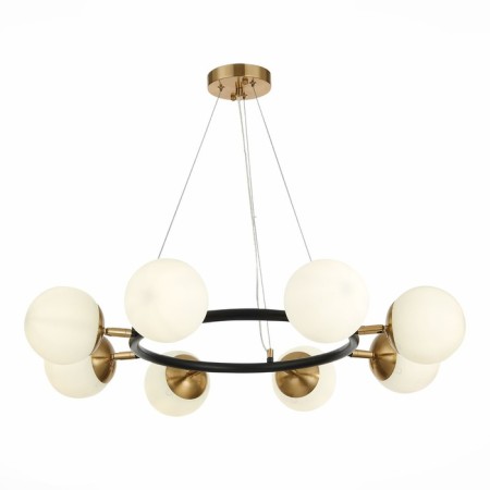 Suspended EVOLUCE lamp. Sle220403-08. Forli. 8x60 watts, E27, 75x75x18 cm, black color, brass