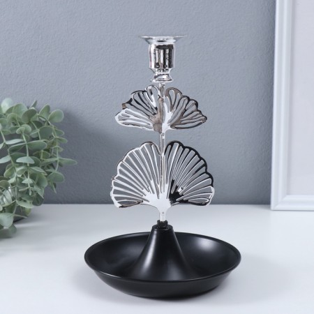 Summary Metal per 1 candle "Ginkgo sheet" D-2 cm 15.5x15.5x24.5 cm