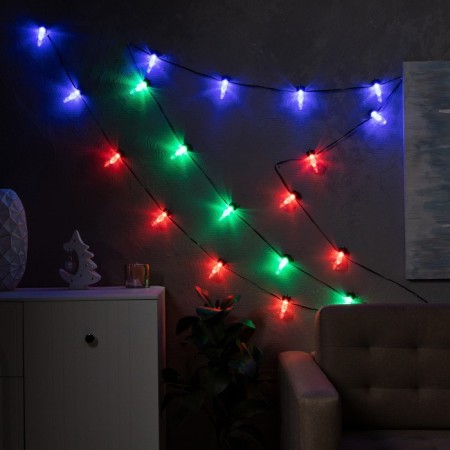 Smart garland "thread" 6 m with nozzles "bulbs with cones", IP20, dark thread, 20 LED, glow RGB, USB-3