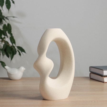 VAZA Ceramics Table "CRARI" D-3 cm, 21x14 cm, beige-2