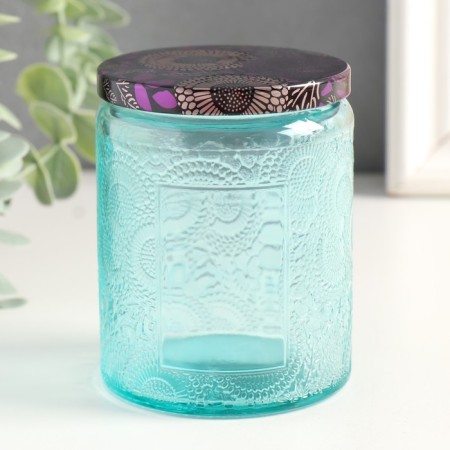 Bank for candles glass with a “flower” lid, cylinder 9x7x7 cm, mix-3