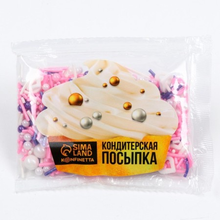 Sprinking confectionery Figure Easter: “Hearts”: Pink, White, Violet, 25 g.-1