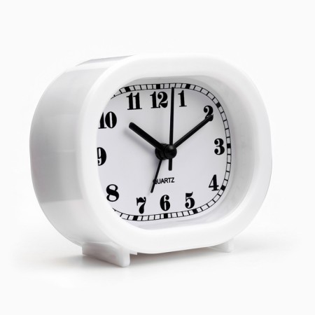 Clock - HELL WITHOULLE "Classic" on legs, discrete move, 10 x 8.5 cm, aa, white-1