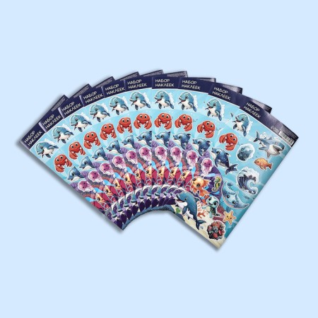 Paper children's stickers 10 x 22 cm, "ocean"-3