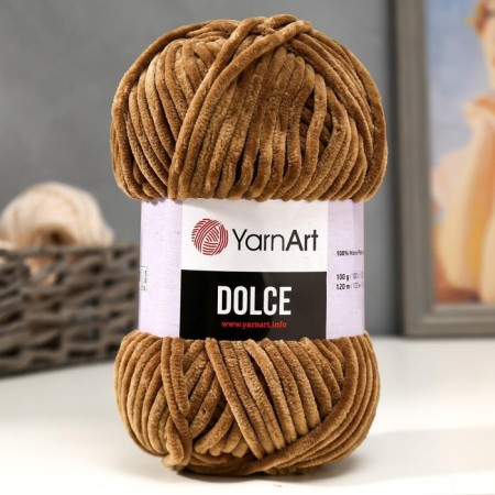 Yarn "Dolce" 100% micropoliester 120m/100g (765 beige) mix-4