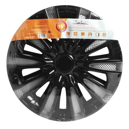 Wheel caps 15 "Tornado T", silver-black, carbon, 2 pcs AIRLINE AWCC-15-10-2
