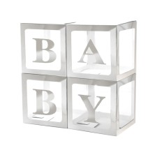A set of boxes for Baby balloons, silver, 30x30x30 cm, 4 pcs.