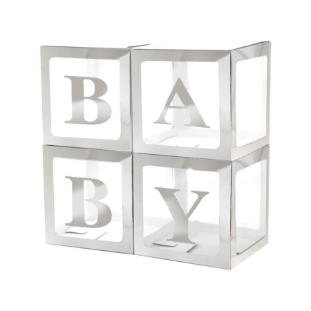 A set of boxes for Baby balloons, silver, 30x30x30 cm, 4 pcs.