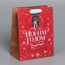 Craft vertical package “I wish happiness”, MS 18 x 23 x 10 cm, New Year