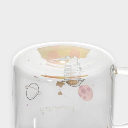 Glass mug with a ceramic lid and tube "Cosmos", 500 ml, color mix-8
