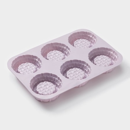 The form for baking the share "German cupcake. Basket ”, silicone, 31 × 21 × 3.5 cm, 6 cells d = 9.1 cm, lilac color-2