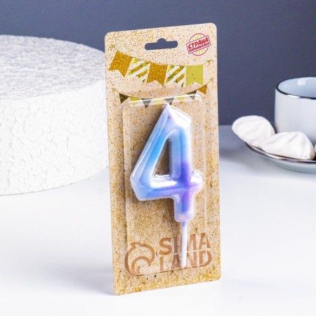 Candle in the cake on the spawning "Starfall", the number 4, 9 cm, giant-1