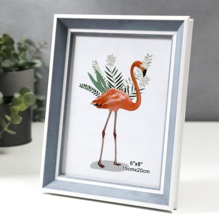 Photo frame plastic 15x20 cm "Gray wood with a double white frame" 23.8x18.8 cm-1