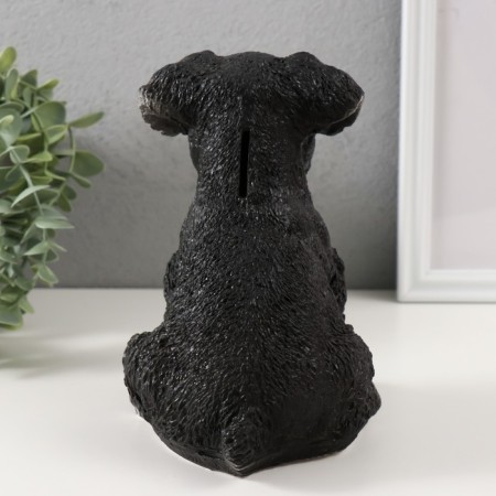 Piggy bank "Mittel puppy" height 17 cm, width 11.5 cm, length 16.5 cm black and white-3
