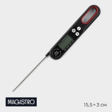 The thermometer for food is electronic, with a folding probe magistro, black color