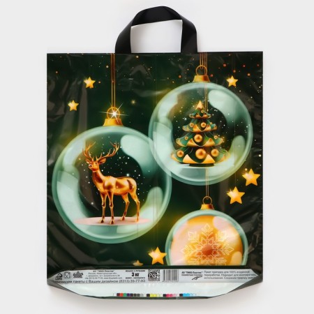 New Year. Package "Emerald Shine", plastic with a loop pen, 42x38 cm.-1