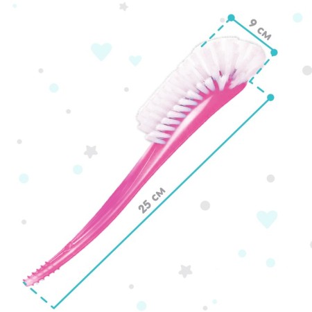 Brush for washing bottles and nipples, 25x9 cm., Pink color-1