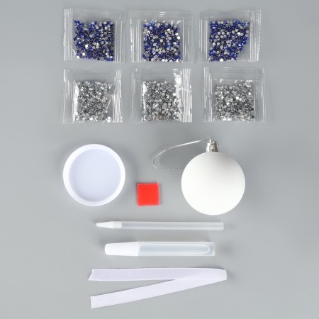 Diamond mosaic for the New Year for children "New Year's ball", blue, silver, New Year's set for creativity-2