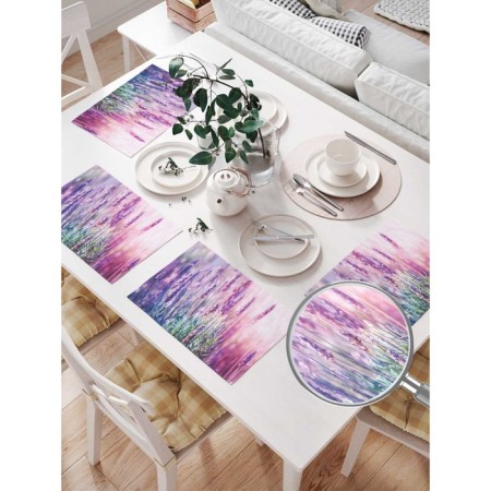 A set of napkins for setting the Gornaya Lavender table, rectangular, size 32x46 cm, 4 pcs-1