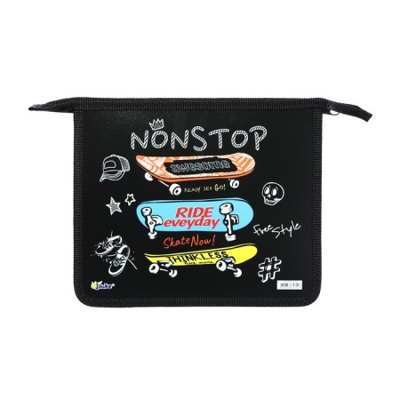 Folder for notebooks A5, 240 x 205 x 40 mm, zipper from above, plastic, PT 73-12 "Skate" (voluminous 3D rusunes with a metallic effect)-2