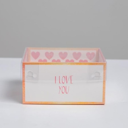 Bearbox under the gentor with PVC lid, confectionery packaging "I love you", 12 x 6 x 11.5 cm-1