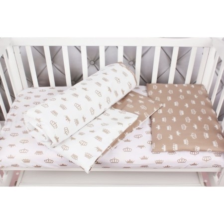 Baby Boom bed linen, size 75x125 cm, 112x147 cm, 40x60 cm, calico, crown/brown-1