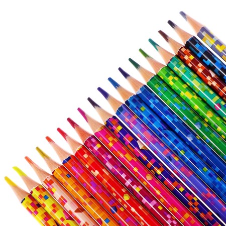 Pencils of 18 colors Pixel Party, plastic, decorated, triangular, cardboard packaging with a suspension-2