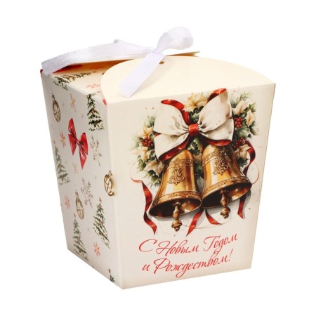 New Year. Bonbonniere, New Year's gift packaging "New Year's bells", 7.5 × 8 × 7.5 cm.-1