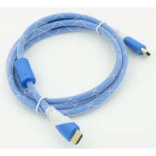 Audio-Video cable HDMI (M)/HDMI (M) 1.8m. Ferrite. Crusado gilding. Blue/white