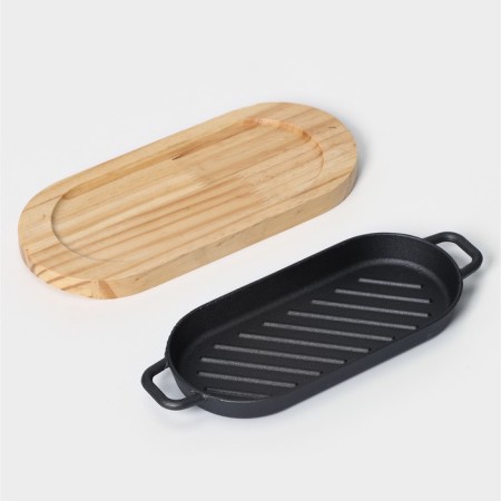 The pan on the wooden stand “Oval Grill”, with pens 26 × 10 × 2.5 cm-4