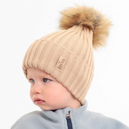 Children's hat minku rr 50-52, beige color-2