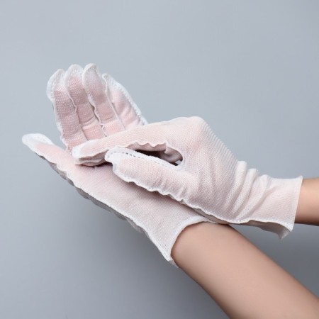Cotton gloves "economy", universal size, steam, packing 12 pairs, white color-1