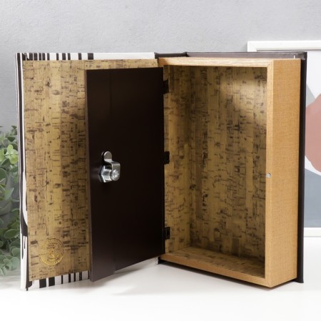 Safe-book wood to leatherette, mirror "Zebra" 30x21x7 cm-3