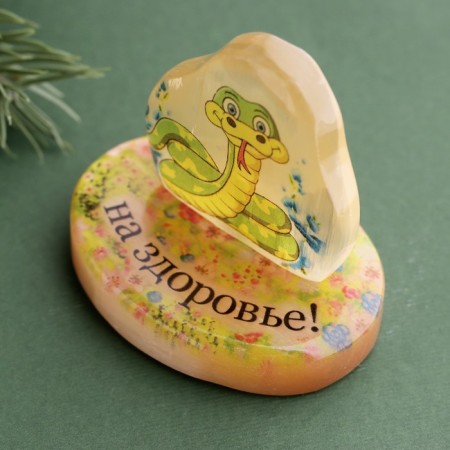Souvenir "Snake for Health! 2025", Selenite, 6x6x4.5 cm-2