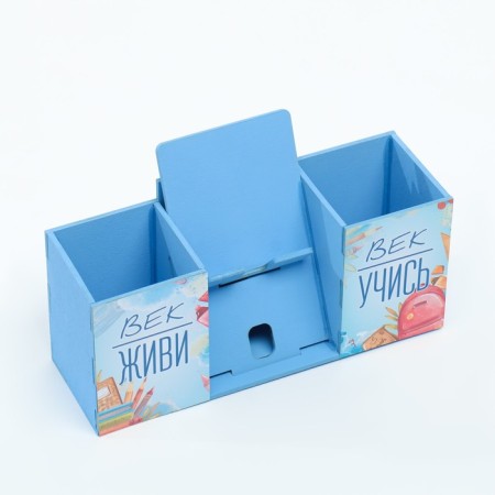 Organizer for the office with a stand under the phone "Live Age, Learn" 23x7x14 cm-5