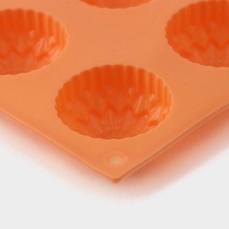 Silicone form for baking "Flowers. Chrysanthemum ", 29 × 17 × 2 cm, 15 cells, orange color-4