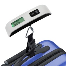 Manual electronic scales-luggage for luggage Luazon LVU-10, up to 50 kg, thermometer, CR2032, black