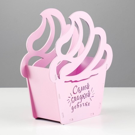 Kashpo wooden "Pirozhot" 21.5x19x7.6 cm pink-2