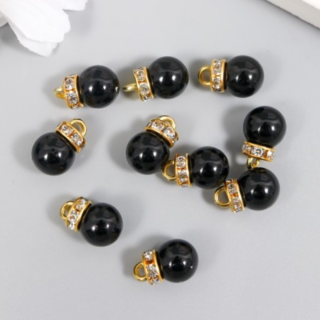 Decor for creativity plastic "Black ball with a loop" set 10 pcs 1x1x1 cm-1