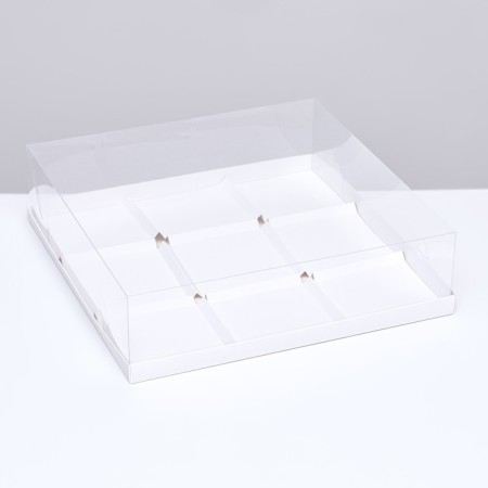 Box for mousse cakes 9 pieces 30x30x8, white