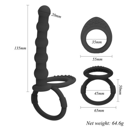 Nozzle on the penis of the oki, with an erection ring, "beads", black-4