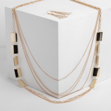 Set 2 objects: earrings, “unison” beads rectangles, color gold, 80 cm