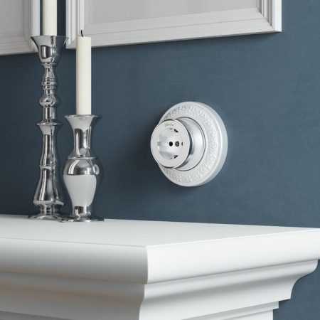 Rosette W5871054 with grounding Vintage, silver matte chrome-1
