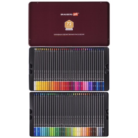 Pencils 72 colors, Brauberg Art Premiere, 4 mm diameter, in a metal pencil case-3