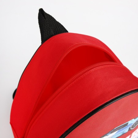 Baby backpack for the boy "Racing Machines", 23x20.5 cm, lightning department, red color-5