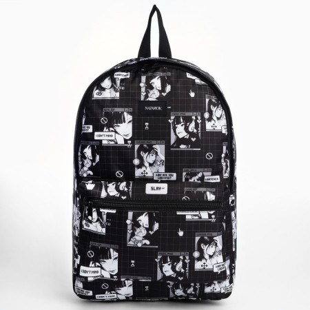 Backpack School Textile "Anime", 42x14x28 cm, black color-3