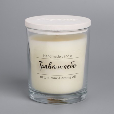 A candle in a glass flavored "grass and sky", 7x7 cm, 27 hours-3