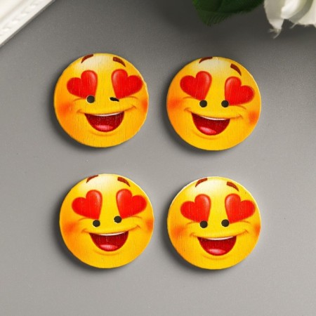 Button decorative tree "Smile in love" 2.5x2.5 cm-2