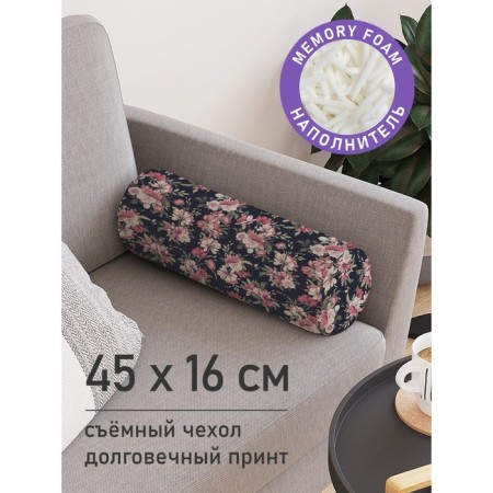 Pillow Roller "Large pink flowers, decorative, size 16x45 cm