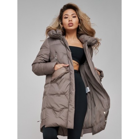 Coat insulated winter female, size 52, brown color-20